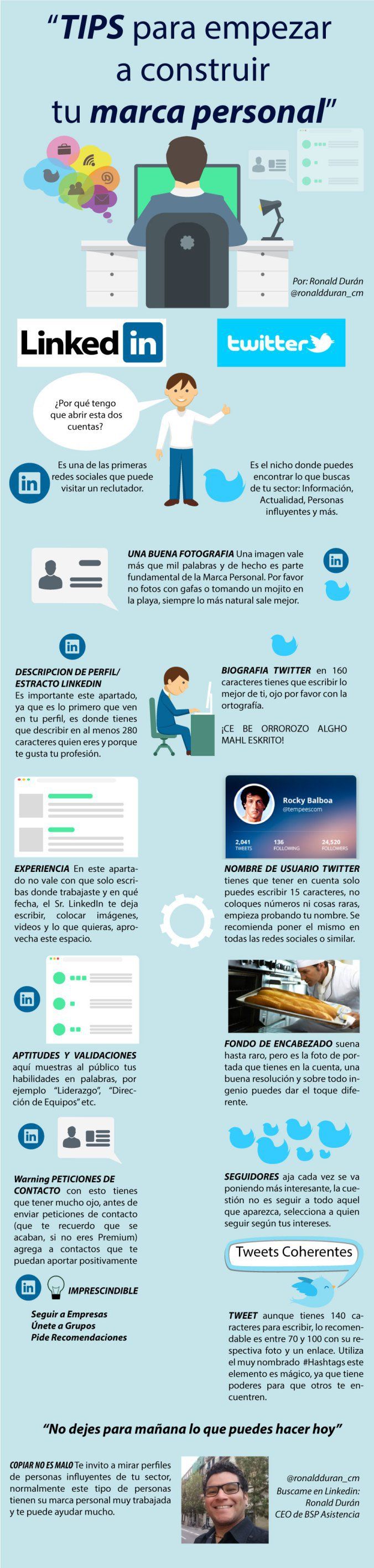 Consejos para construir tu Marca Personal #infografia en español. #CommunityMan...