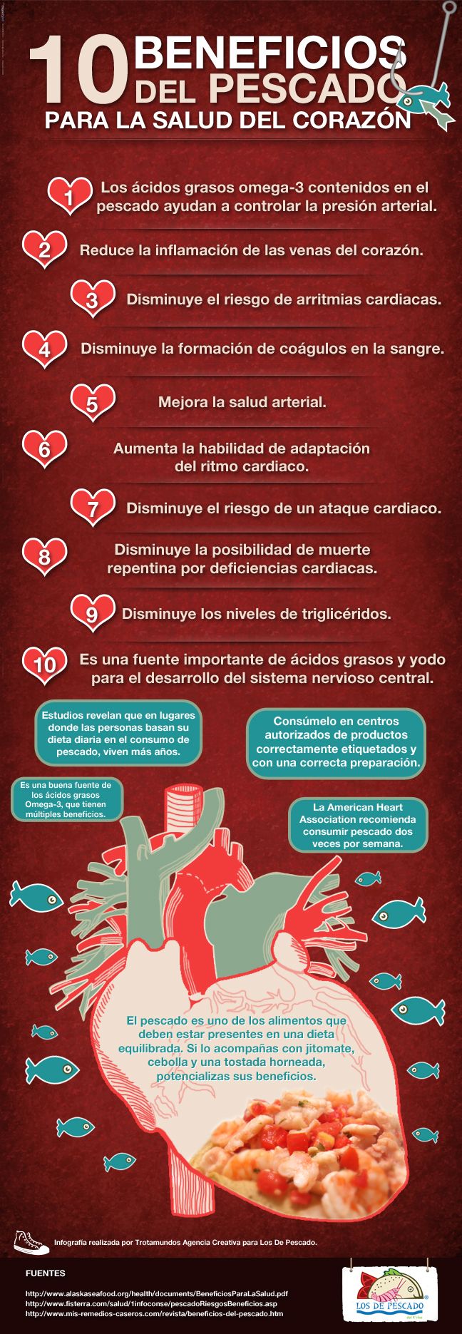 10 beneficios del pescado para la salud del corazón #infografia #infographic #okidoki