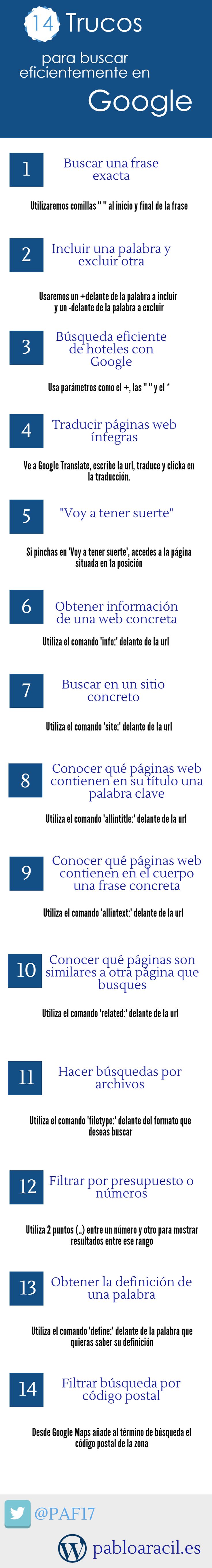 14 trucos pra buscar eficientemente en Google #infografia #infographic