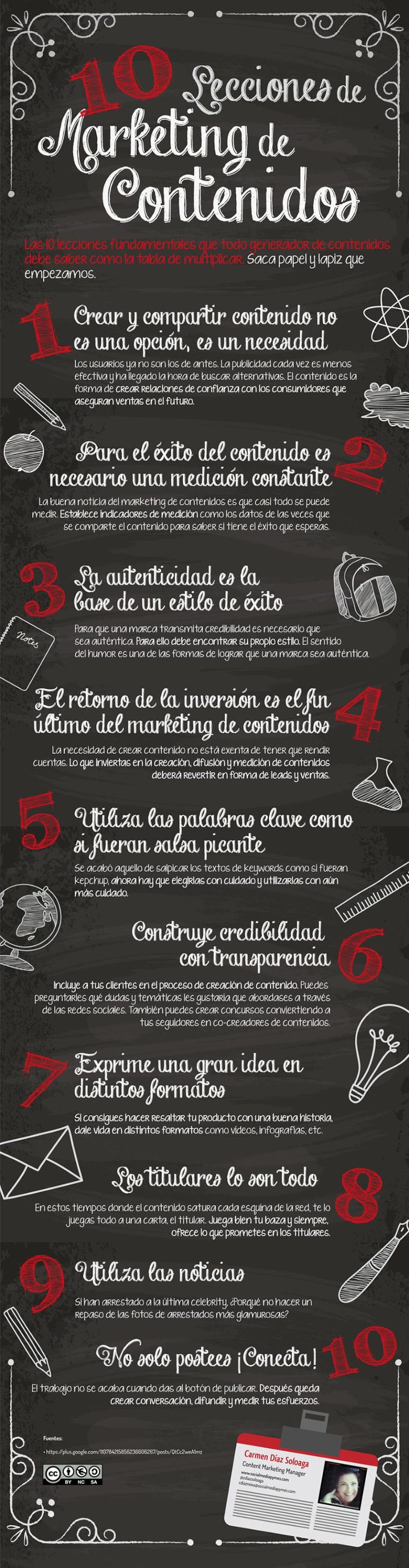 10 LECCIONES DE MARKETING DE CONTENIDOS #INFOGRAFIA #INFOGRAPHIC #MARKETING