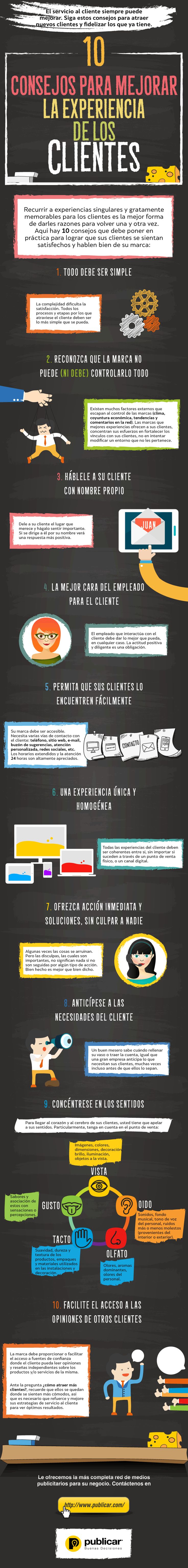 10 consejos para mejorar la experiencia de los clientes #infografia #infographic #marketing