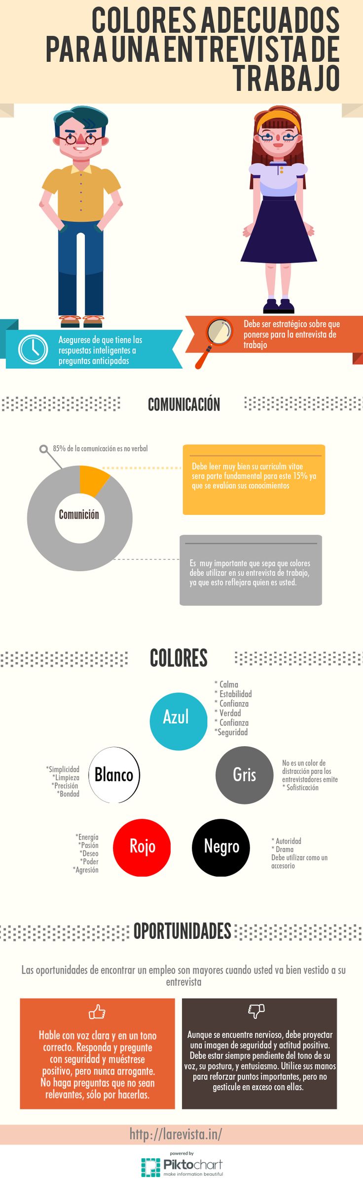 Colores adecuados para una entrevista de trabajo #infografia #infographic #empleo