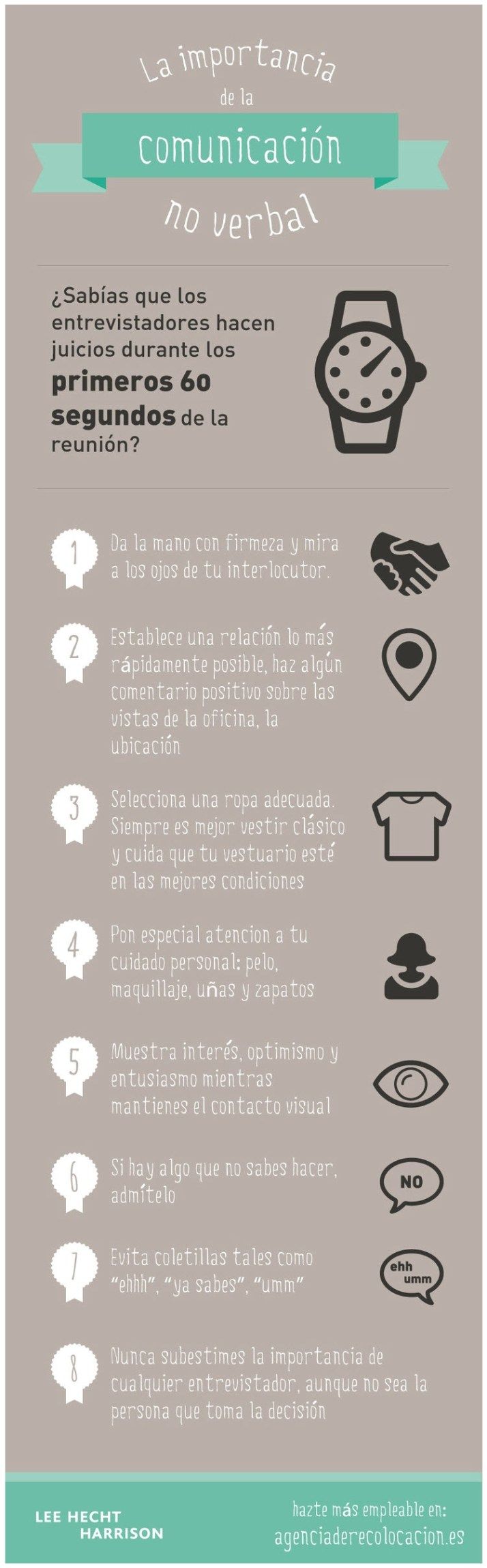 Comunicación no verbal en la entrevista de trabajo #infografia #infographic