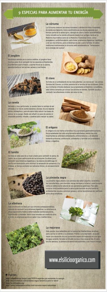 9 #especias para aumentar tu energía #infografia: