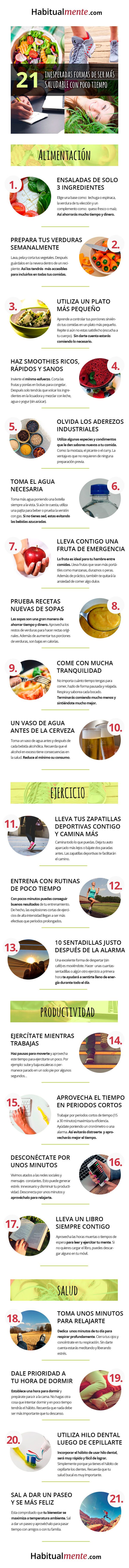 INFOGRAFÍA: 21 formas de tener hábitos sanos con poco tiempo