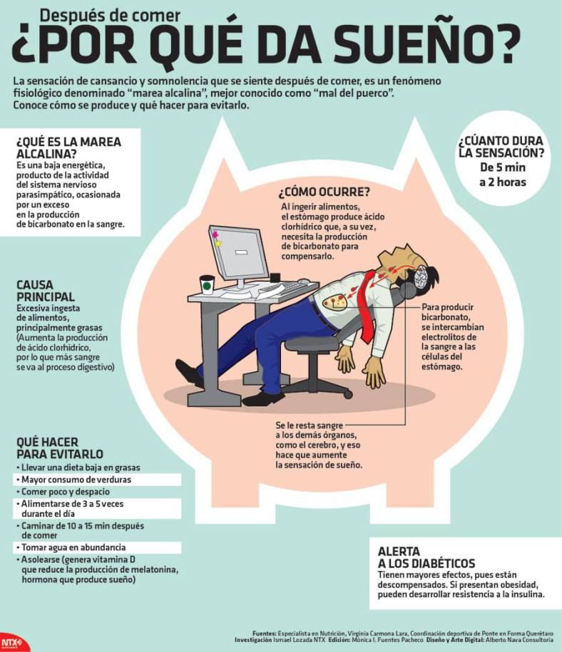 #Infografia #MalDelPuerco ¿Por qué da sueño después de comer?