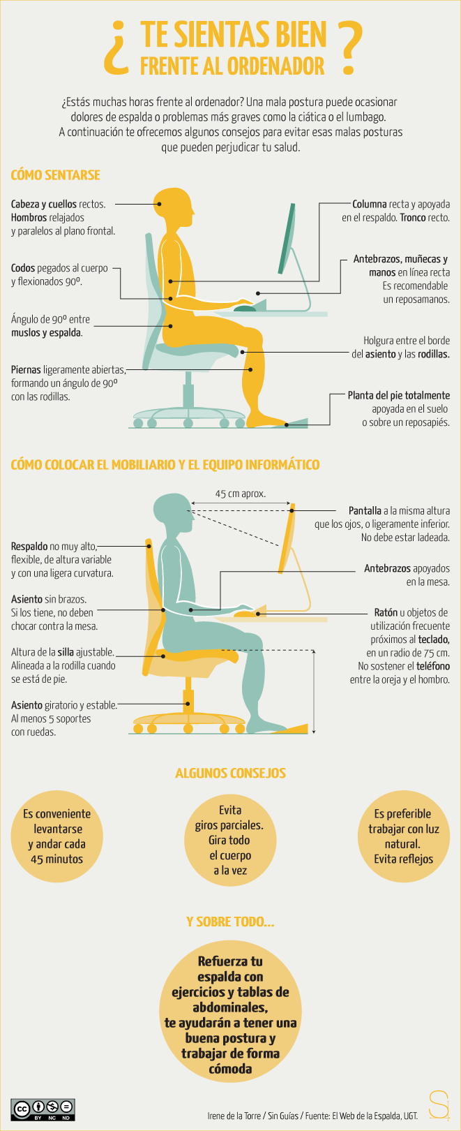 ¿Te sientas bien frente al ordenador? #infografia #infographic #health - TICs y Formación